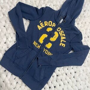 Aeropostale Women’s Navy Hoodie with Yellow Logo Zip-Up